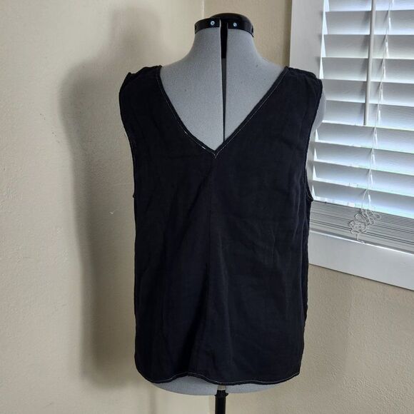 Johnny Was Calme Black Double V-Neck Cotton Drape Tank XXL NWT - Picture 5 of 13